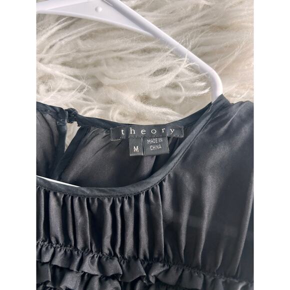 Theory Women's Silk Pintuck Pleats Tank‎ Blouse Top Casual Black Size Medium - Picture 7 of 9